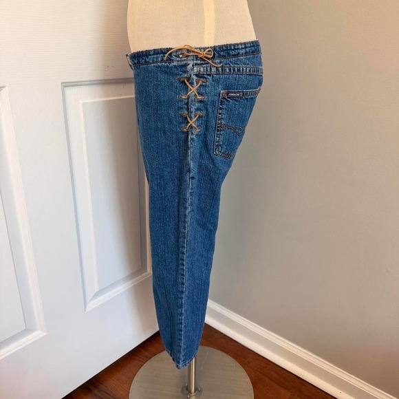 Y2K JORDACHE LOW RISE WESTERN SIDE TIE UP CAPRIS - Picture 2 of 8